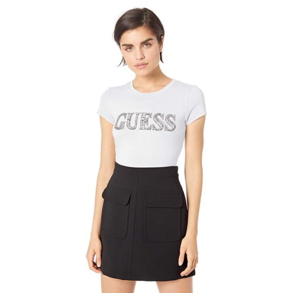 ✨ GUESS Womens Beaded Logo Embellished T-Shirt✨